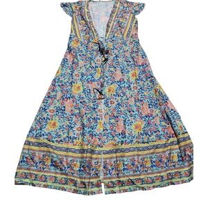 Chrisuno Women's Large Bathing Suit Swimsuit Coverup Floral Oversized Tie Belt